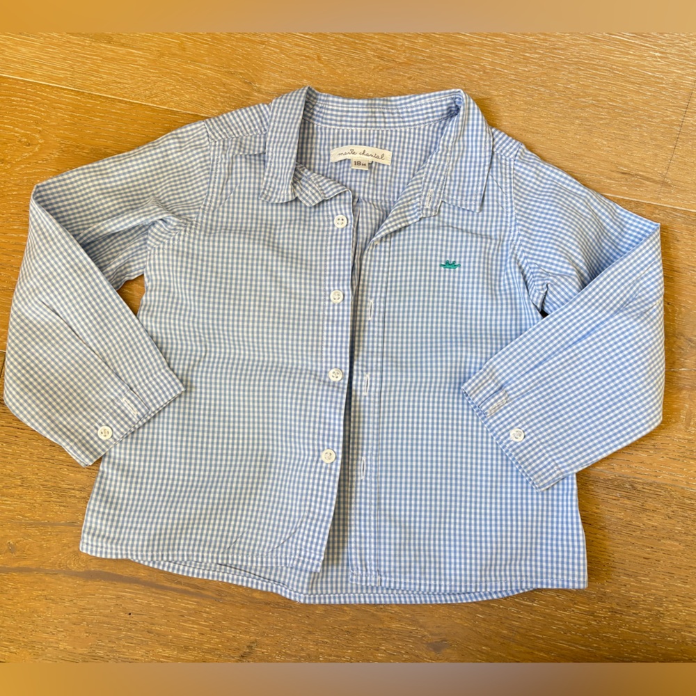 Marie Chantal Gingham Button-Up Shirt boy 18m